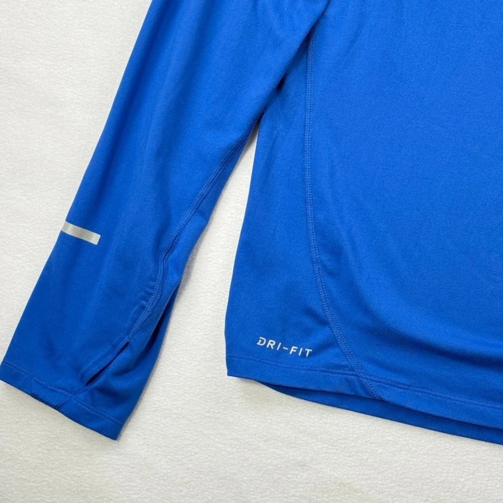 Nike Quarter Zip Pullover‎ Mens XXL Blue Dri-FIT Running Long Sleeve Swoosh Top